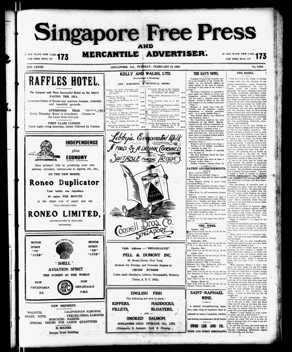 Miniature of Singapore Free Press and Mercantile Advertiser 24 February 1920