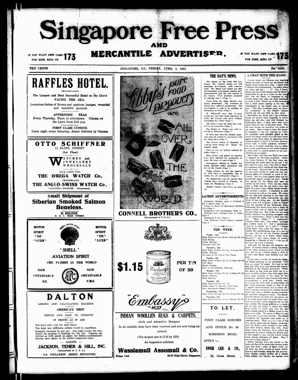 Miniature of Singapore Free Press and Mercantile Advertiser 02 April 1920