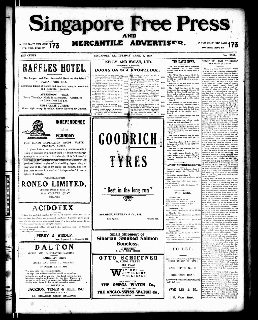 Miniature of Singapore Free Press and Mercantile Advertiser 06 April 1920