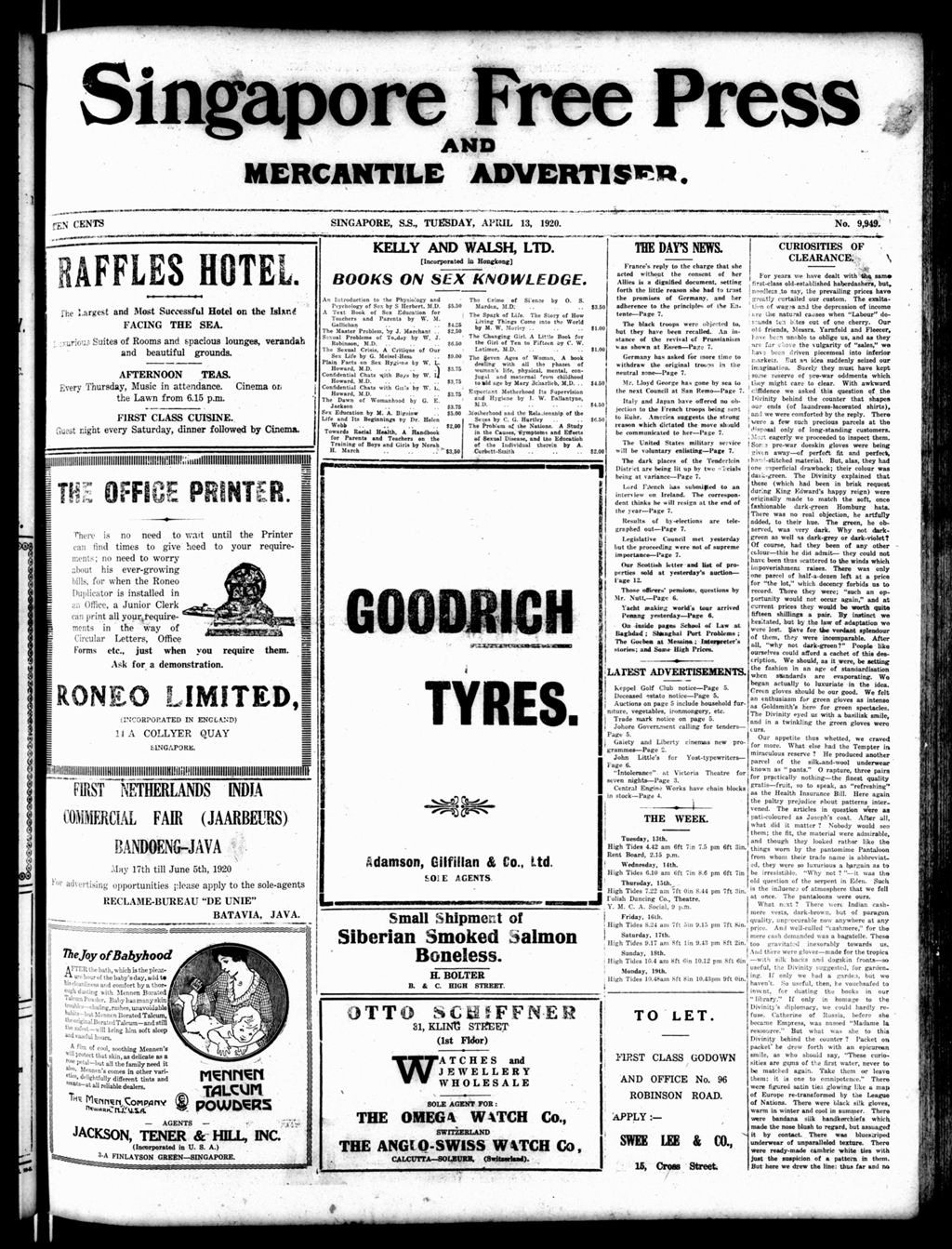 Miniature of Singapore Free Press and Mercantile Advertiser 13 April 1920