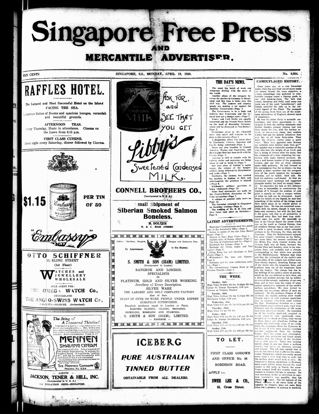 Miniature of Singapore Free Press and Mercantile Advertiser 19 April 1920