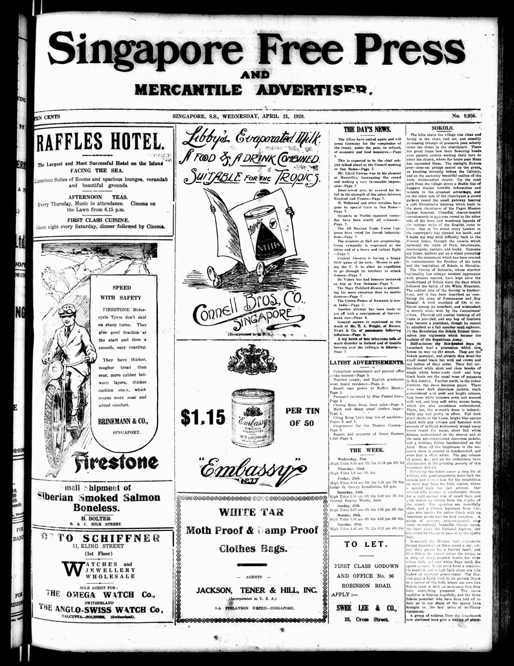 Miniature of Singapore Free Press and Mercantile Advertiser 21 April 1920