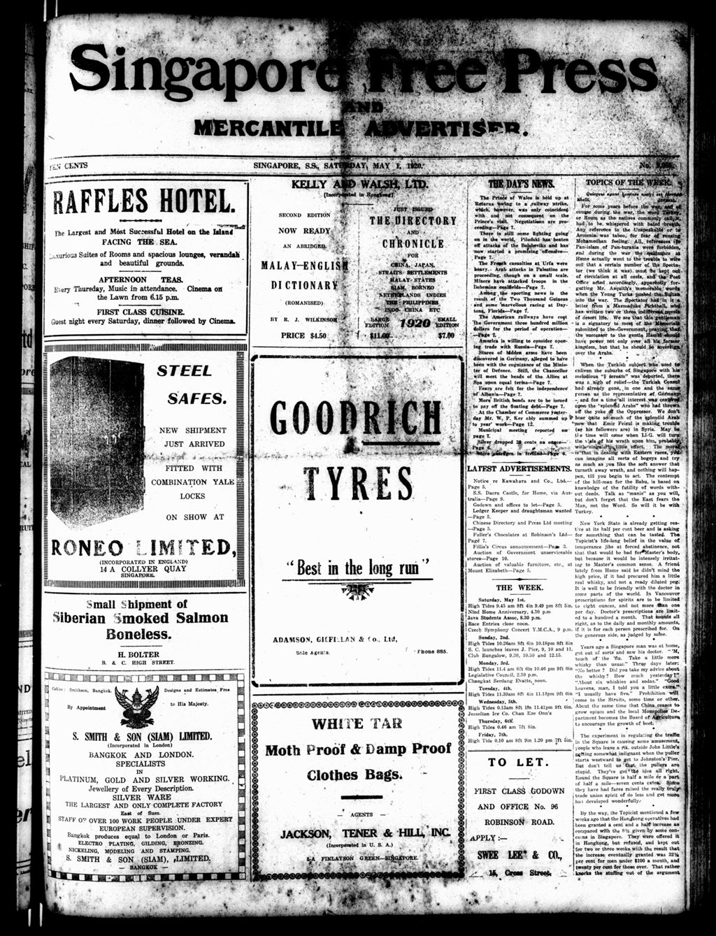 Miniature of Singapore Free Press and Mercantile Advertiser 01 May 1920