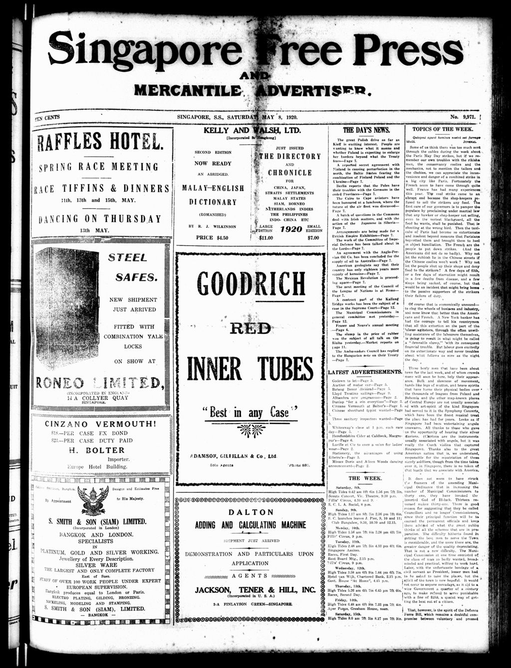 Miniature of Singapore Free Press and Mercantile Advertiser 08 May 1920