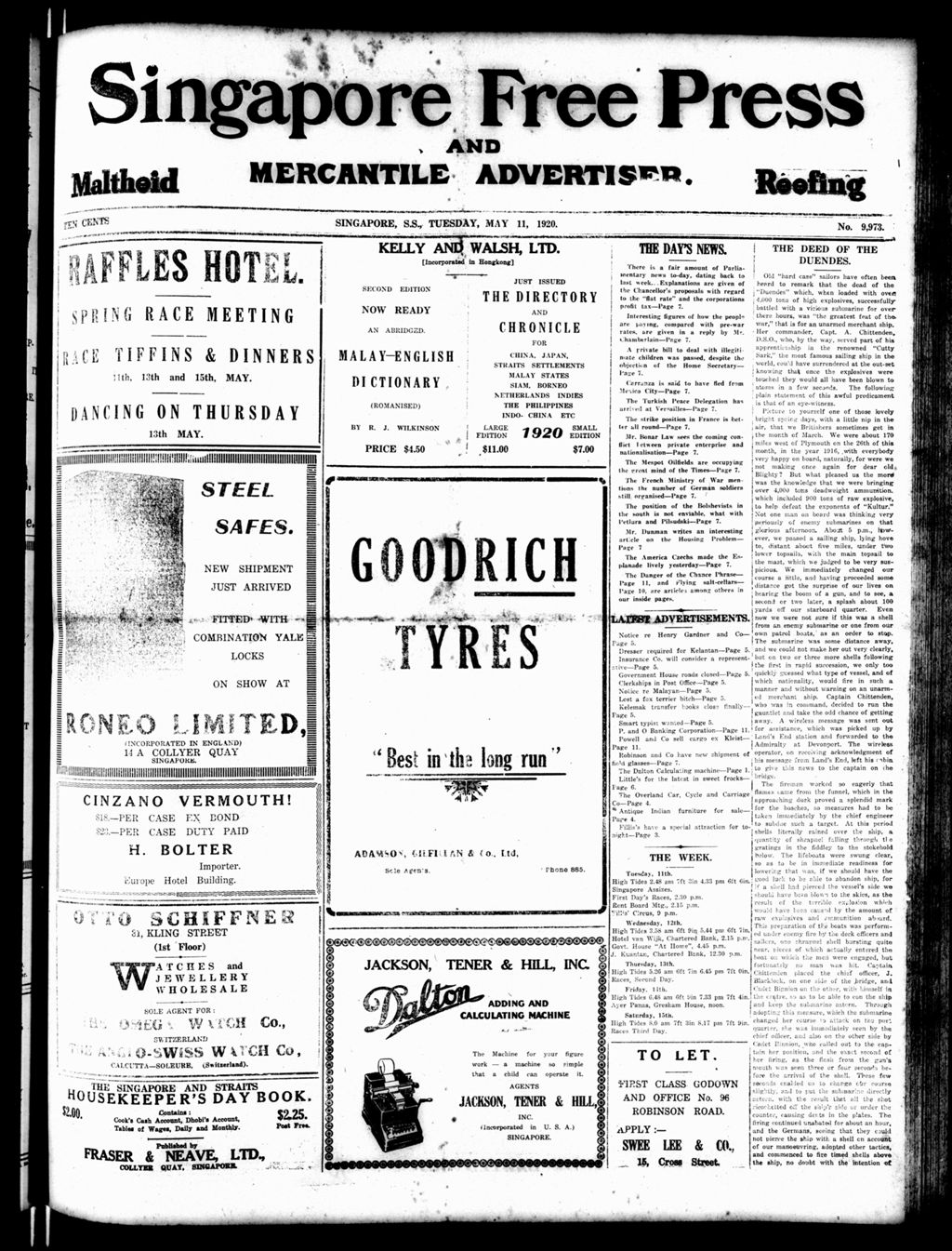 Miniature of Singapore Free Press and Mercantile Advertiser 11 May 1920