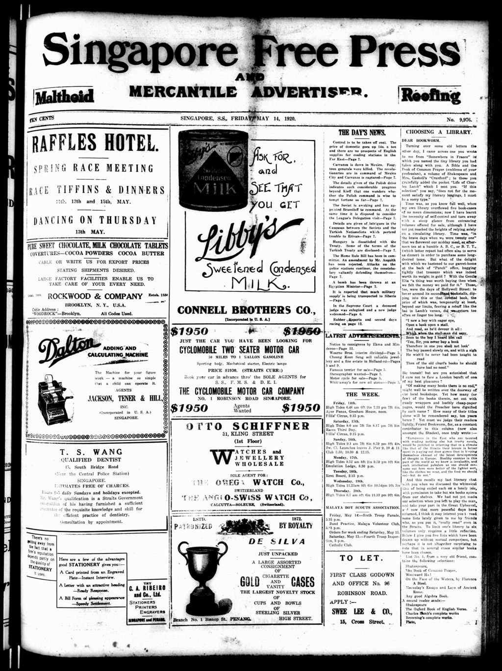 Miniature of Singapore Free Press and Mercantile Advertiser 14 May 1920