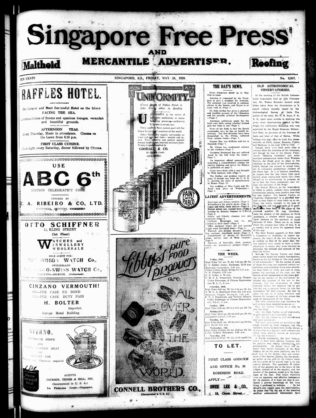 Miniature of Singapore Free Press and Mercantile Advertiser 28 May 1920