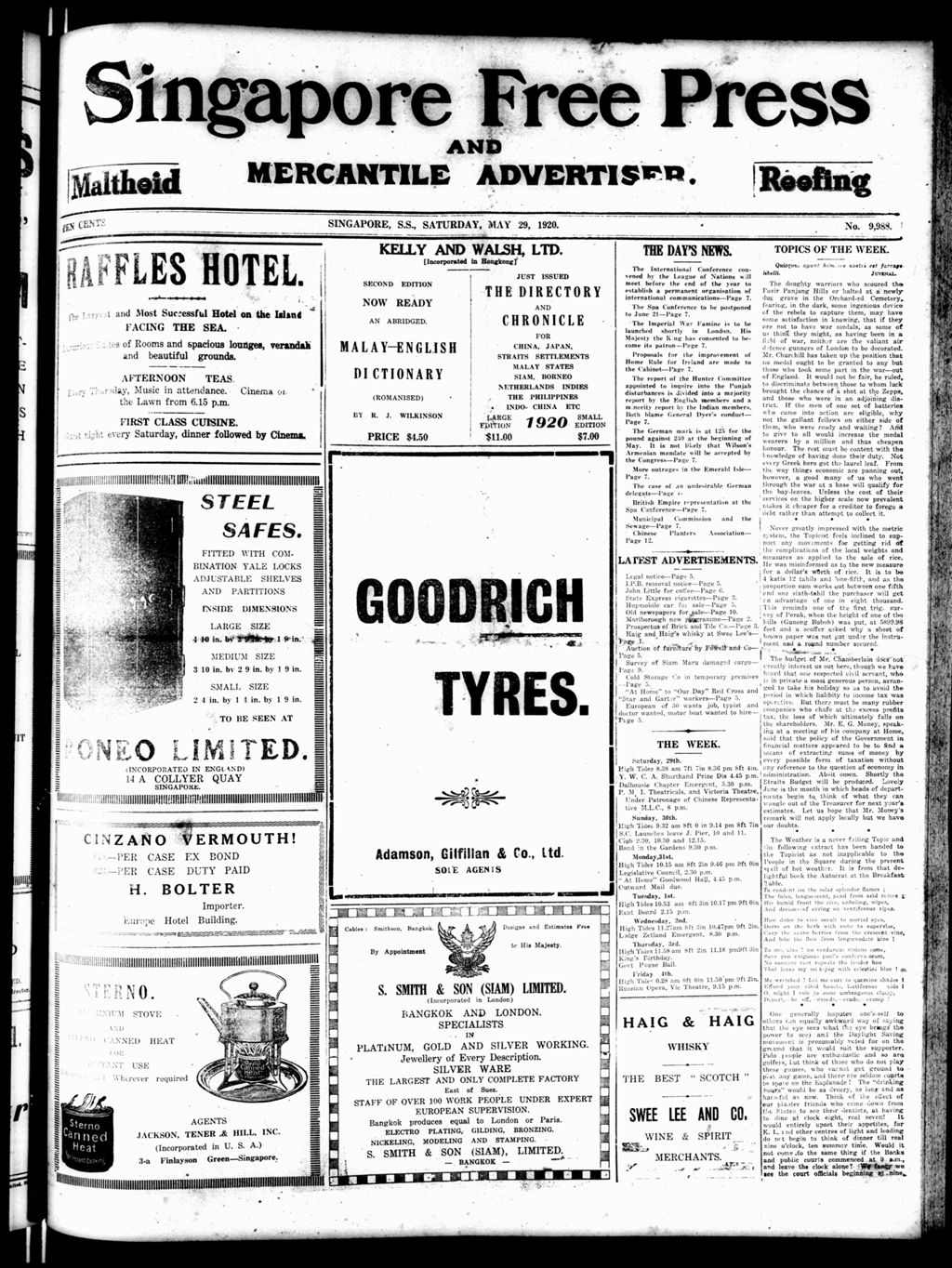 Miniature of Singapore Free Press and Mercantile Advertiser 29 May 1920