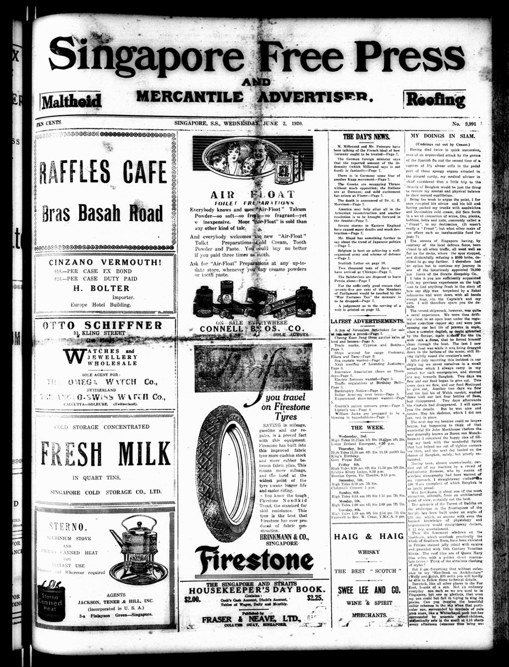 Miniature of Singapore Free Press and Mercantile Advertiser 02 June 1920