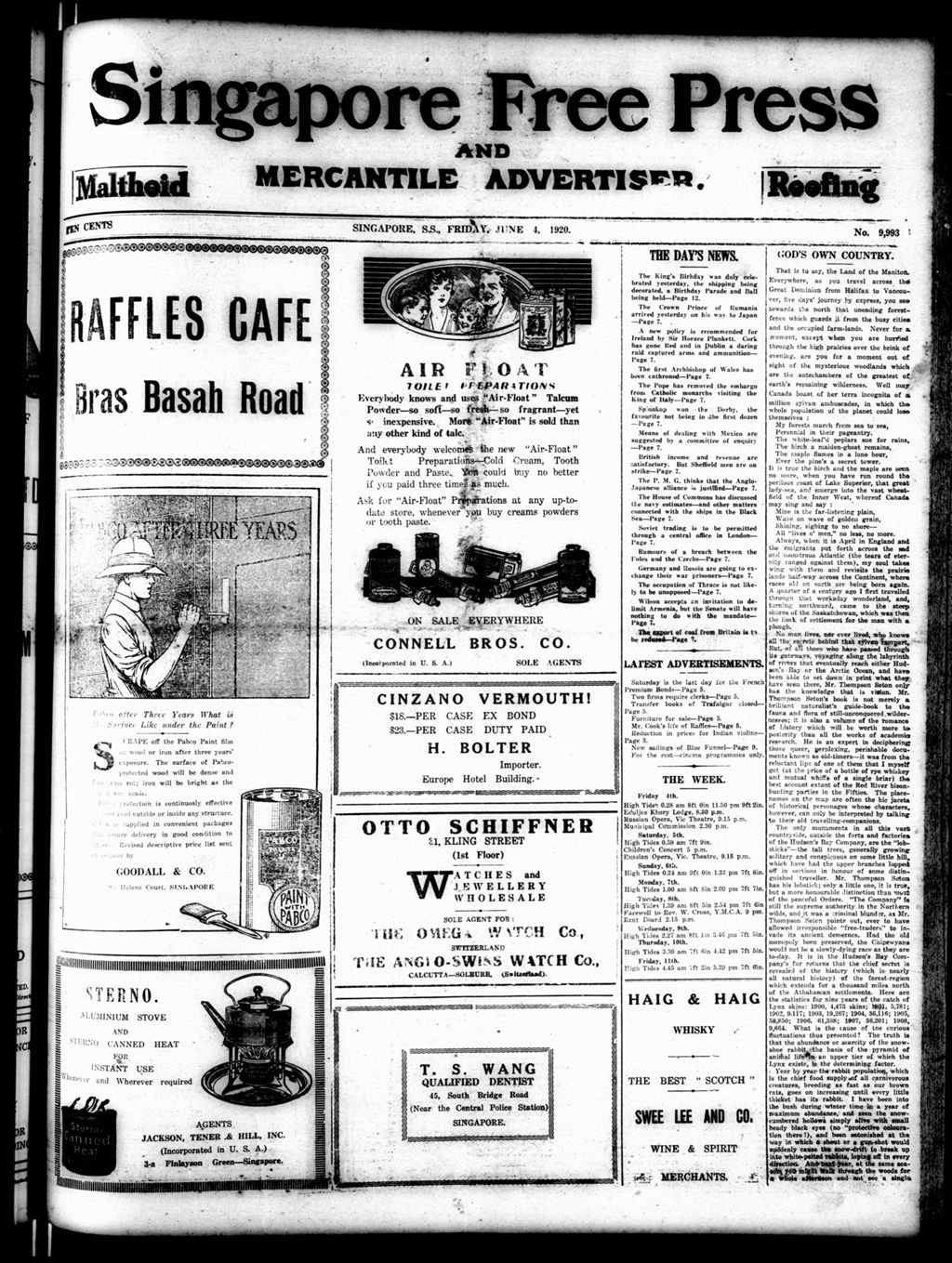 Miniature of Singapore Free Press and Mercantile Advertiser 04 June 1920