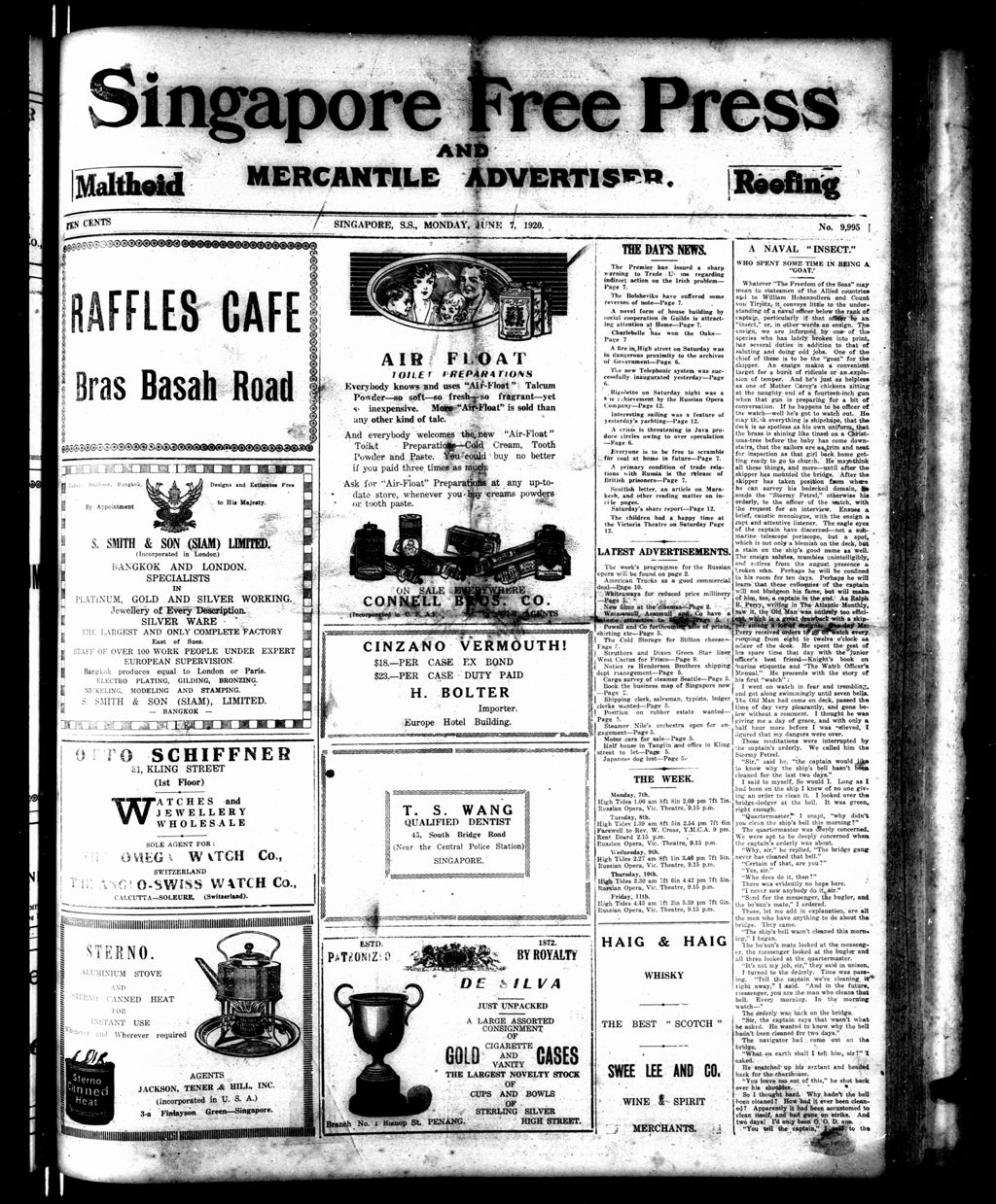 Miniature of Singapore Free Press and Mercantile Advertiser 07 June 1920