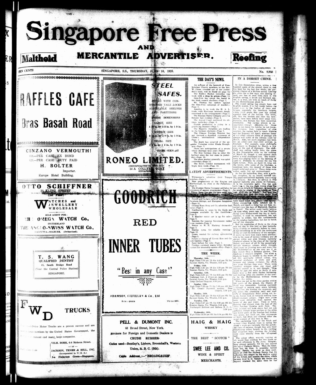 Miniature of Singapore Free Press and Mercantile Advertiser 10 June 1920