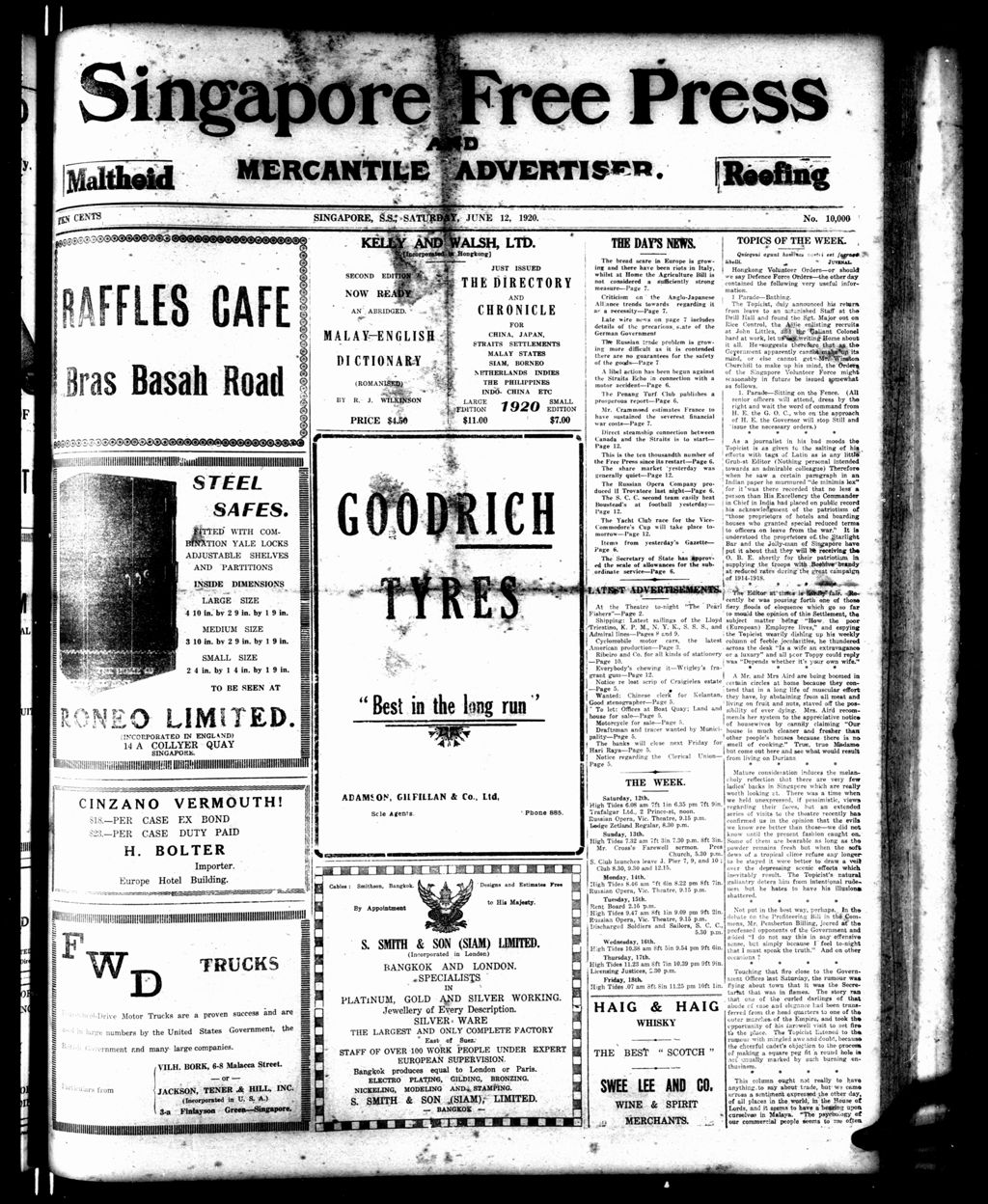 Miniature of Singapore Free Press and Mercantile Advertiser 12 June 1920