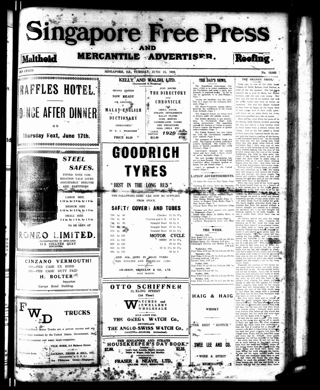 Miniature of Singapore Free Press and Mercantile Advertiser 15 June 1920