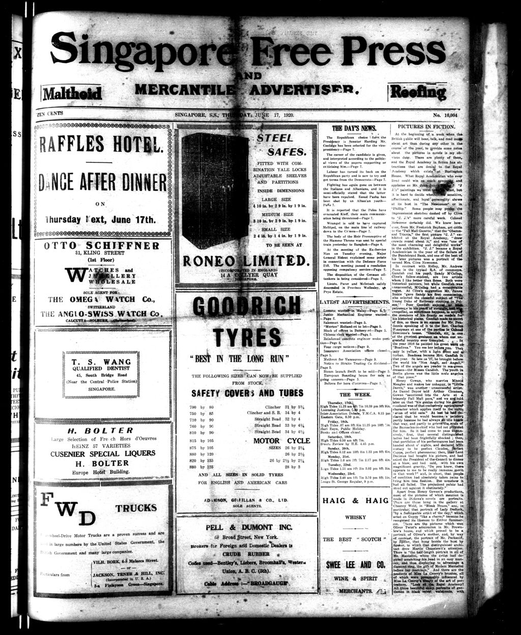 Miniature of Singapore Free Press and Mercantile Advertiser 17 June 1920