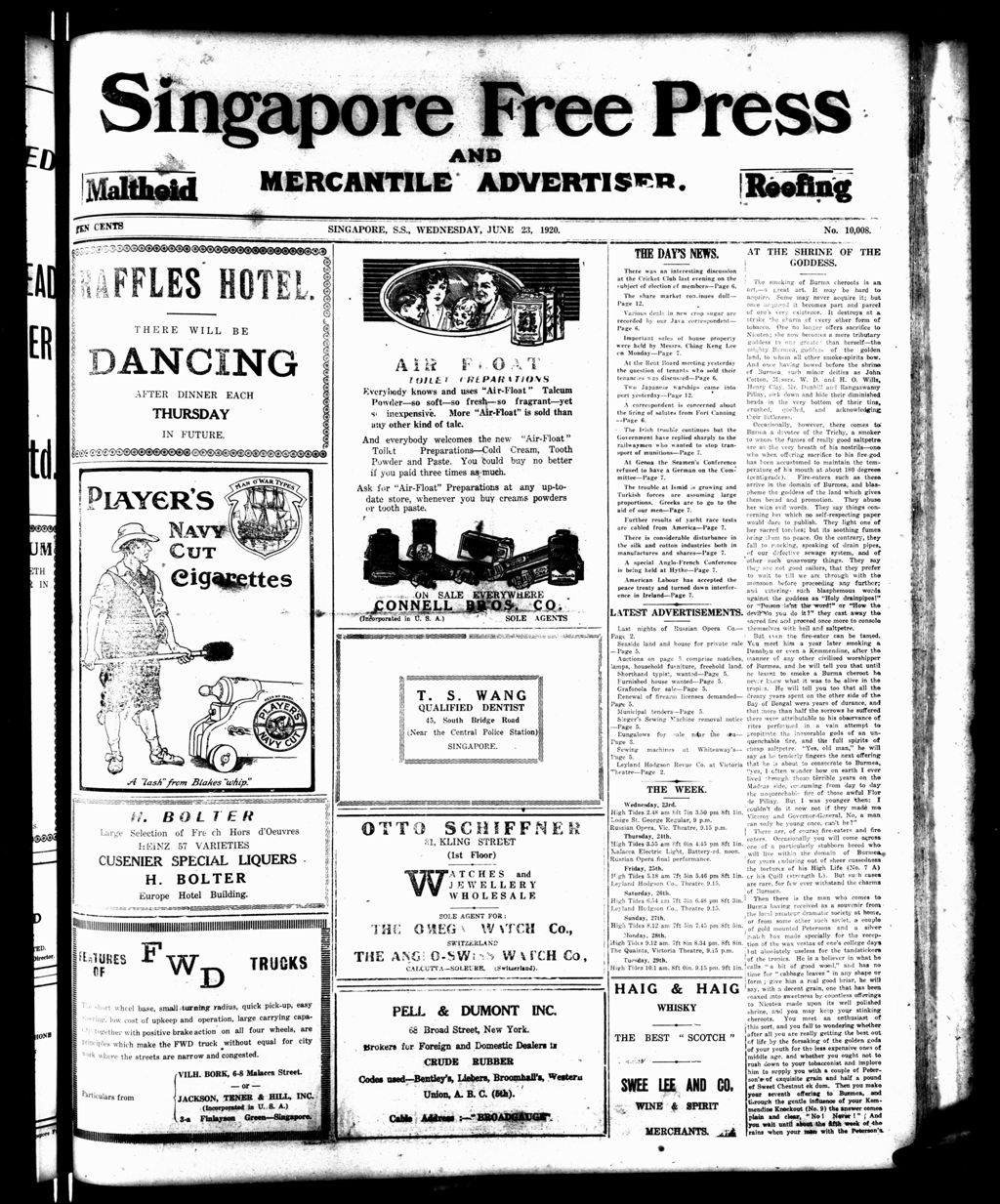 Miniature of Singapore Free Press and Mercantile Advertiser 23 June 1920