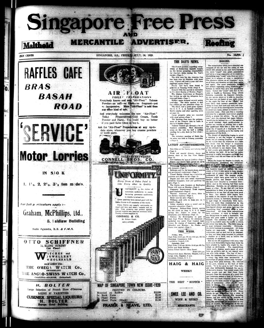 Miniature of Singapore Free Press and Mercantile Advertiser 30 July 1920