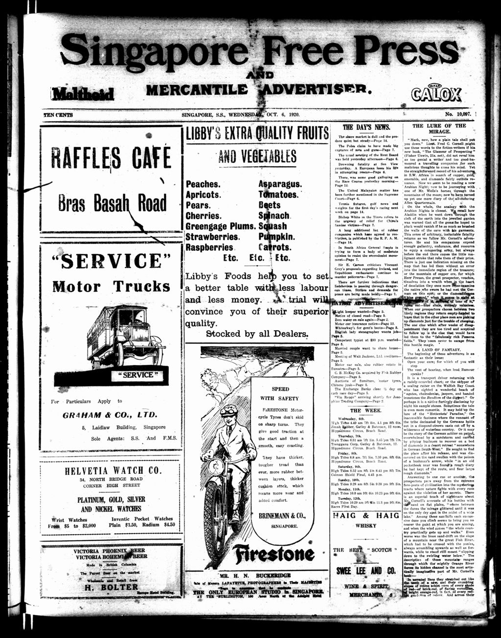 Miniature of Singapore Free Press and Mercantile Advertiser 06 October 1920