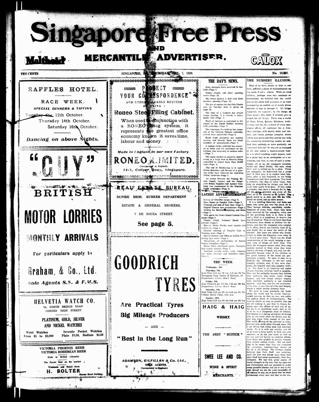 Miniature of Singapore Free Press and Mercantile Advertiser 07 October 1920