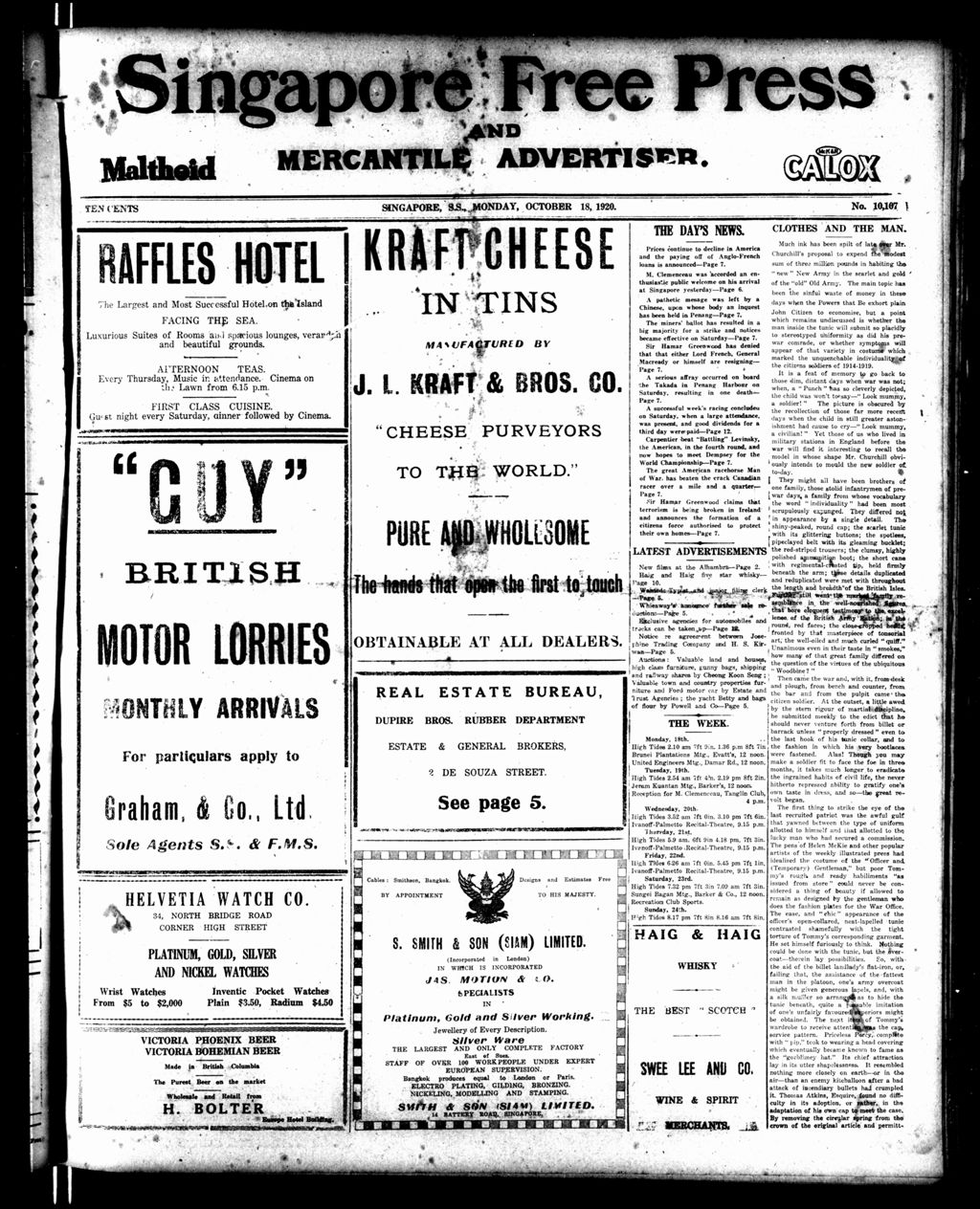 Miniature of Singapore Free Press and Mercantile Advertiser 18 October 1920