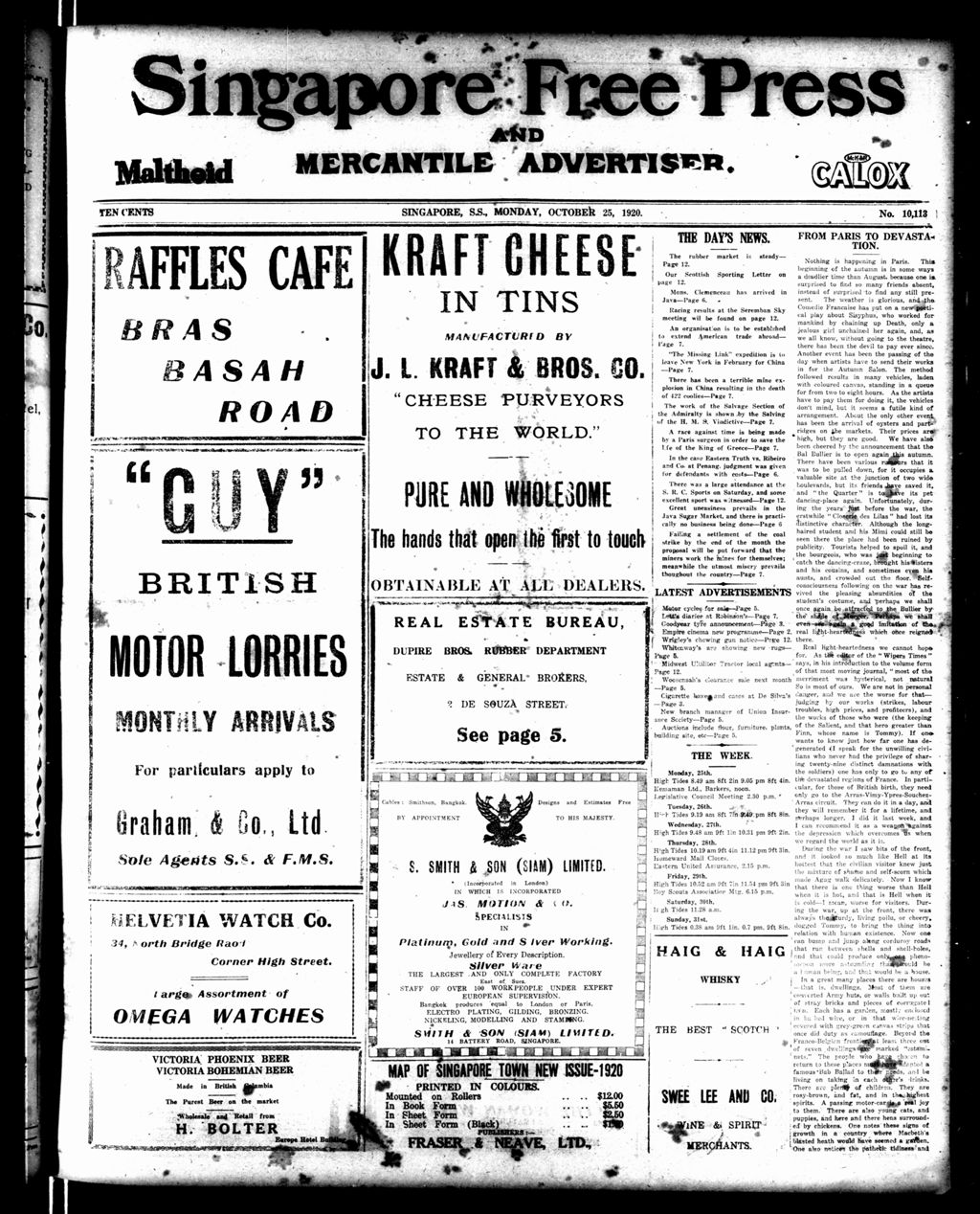 Miniature of Singapore Free Press and Mercantile Advertiser 25 October 1920