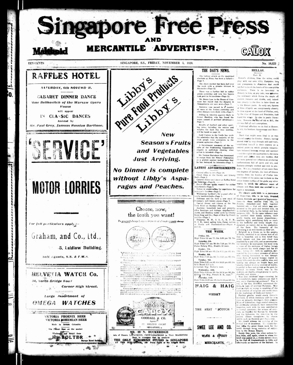 Miniature of Singapore Free Press and Mercantile Advertiser 05 November 1920