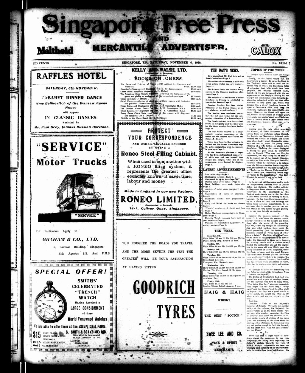 Miniature of Singapore Free Press and Mercantile Advertiser 06 November 1920