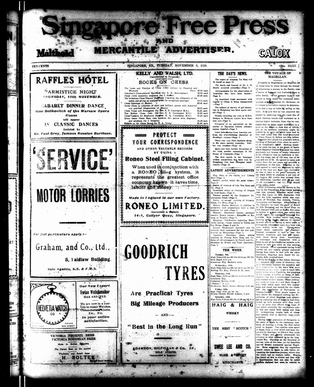 Miniature of Singapore Free Press and Mercantile Advertiser 09 November 1920