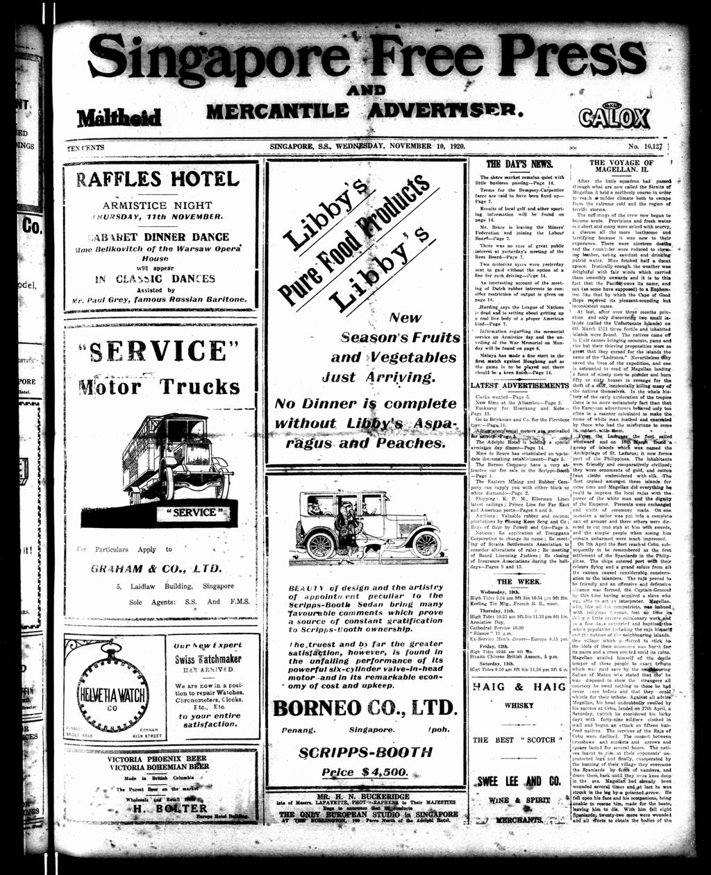 Miniature of Singapore Free Press and Mercantile Advertiser 10 November 1920