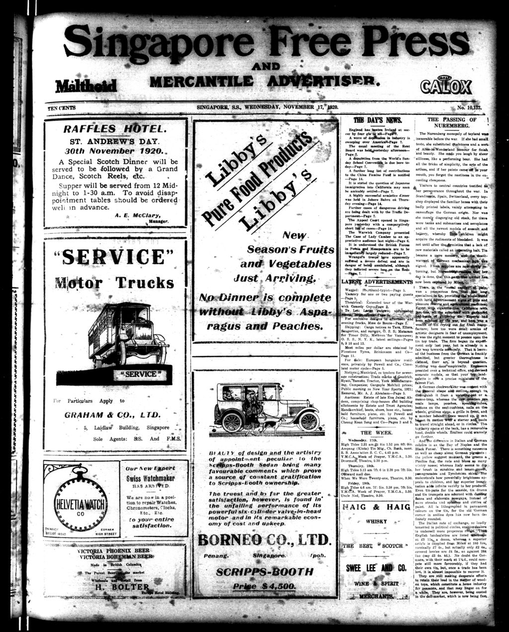 Miniature of Singapore Free Press and Mercantile Advertiser 17 November 1920