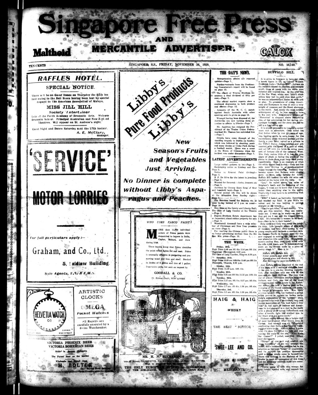 Miniature of Singapore Free Press and Mercantile Advertiser 26 November 1920