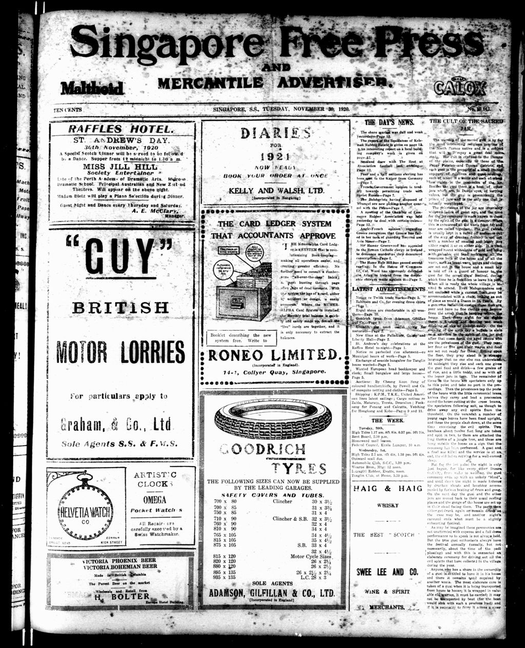 Miniature of Singapore Free Press and Mercantile Advertiser 30 November 1920