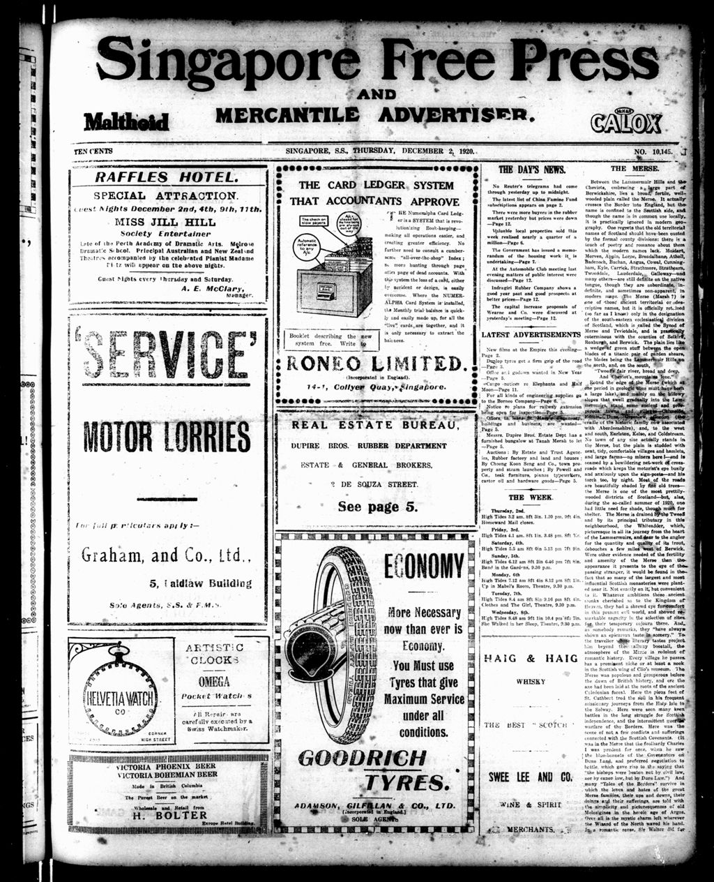 Miniature of Singapore Free Press and Mercantile Advertiser 02 December 1920