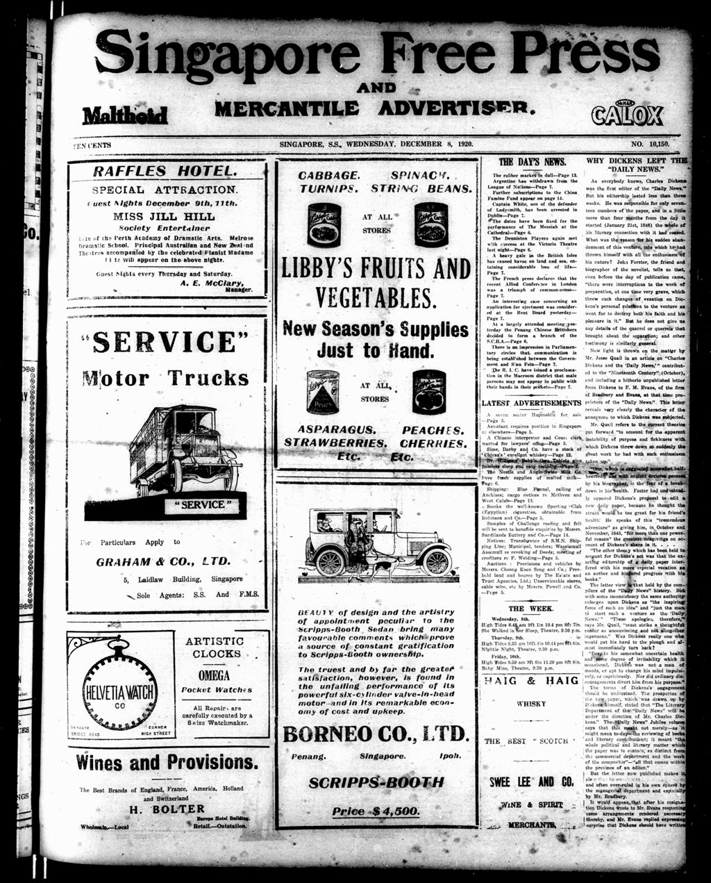 Miniature of Singapore Free Press and Mercantile Advertiser 08 December 1920