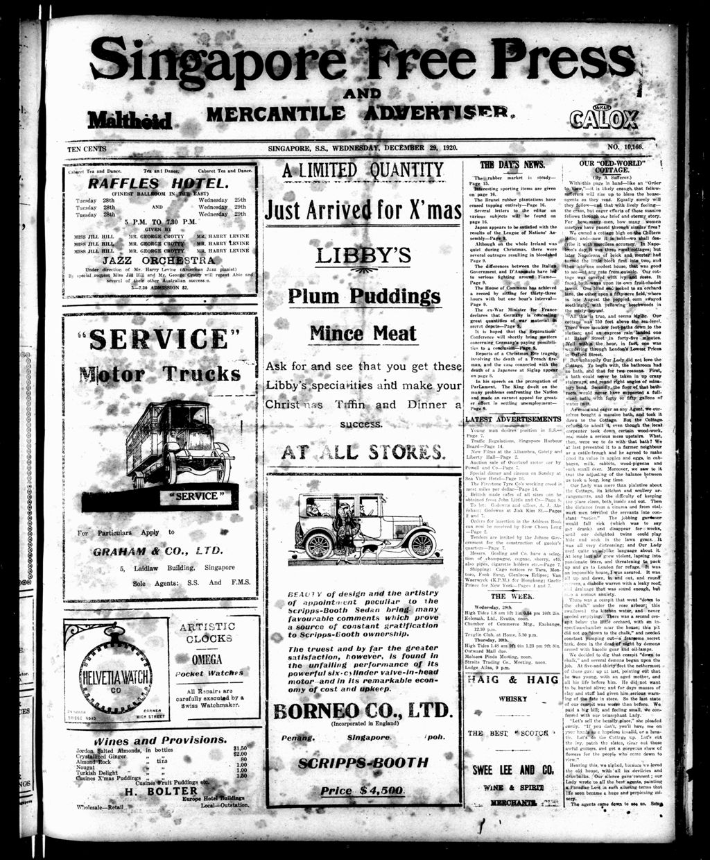 Miniature of Singapore Free Press and Mercantile Advertiser 29 December 1920