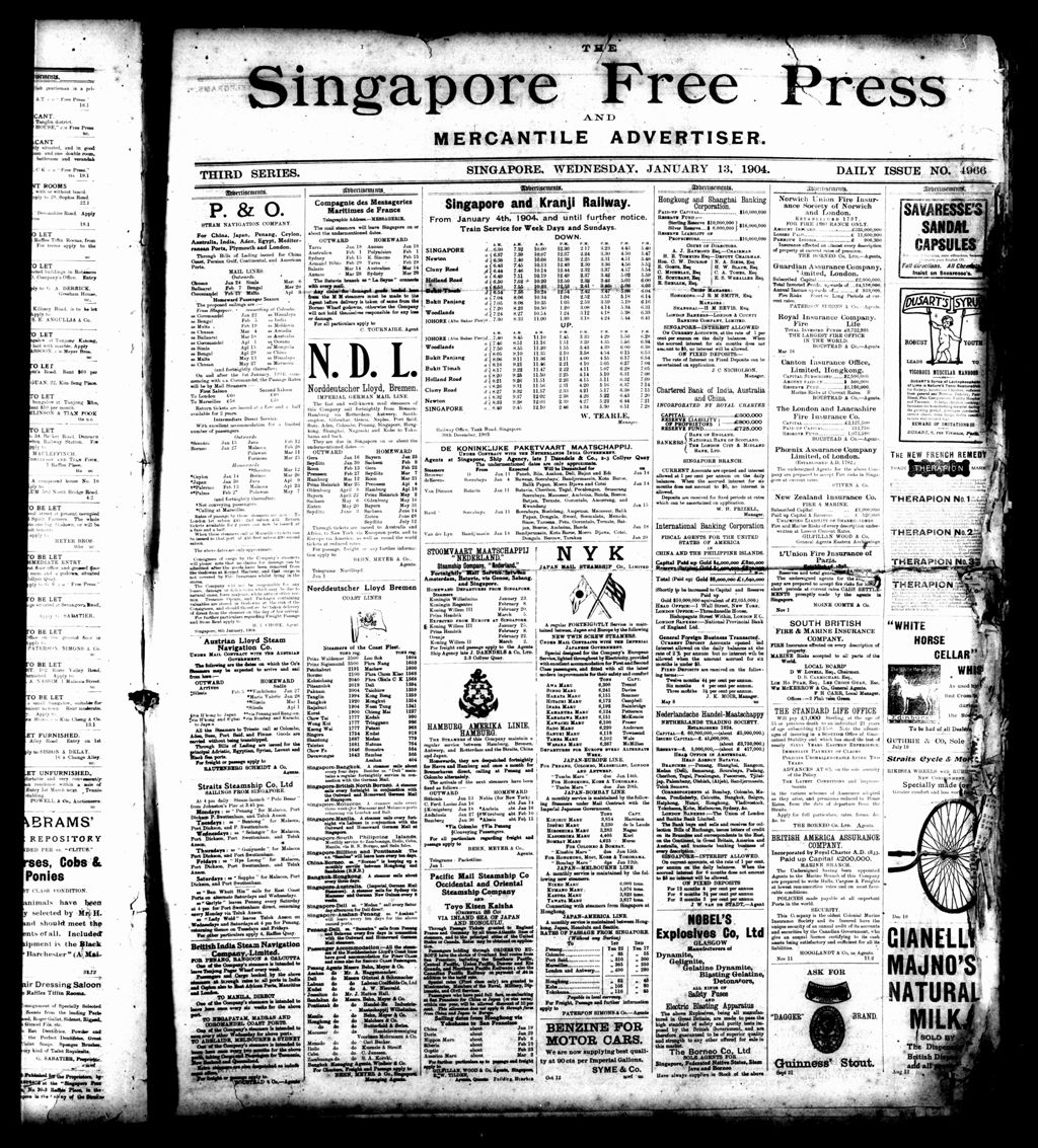 Miniature of Singapore Free Press and Mercantile Advertiser 13 January 1904