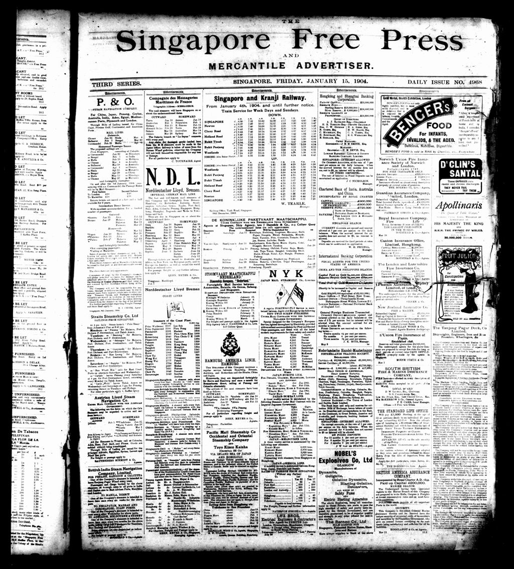 Miniature of Singapore Free Press and Mercantile Advertiser 15 January 1904