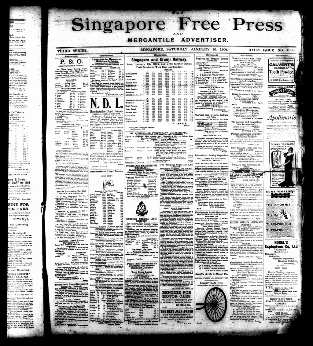 Miniature of Singapore Free Press and Mercantile Advertiser 16 January 1904