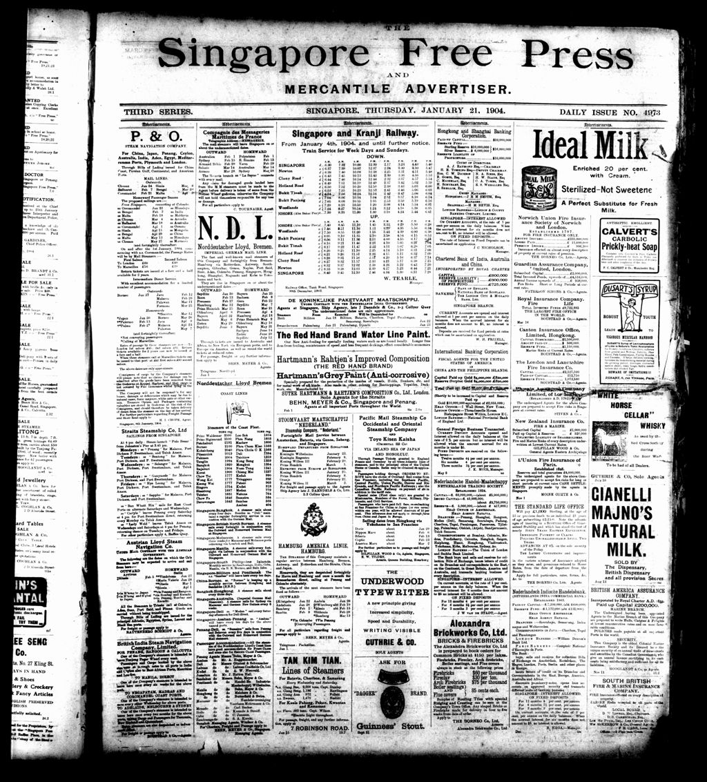 Miniature of Singapore Free Press and Mercantile Advertiser 21 January 1904