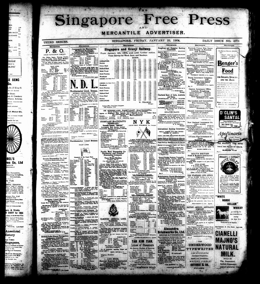 Miniature of Singapore Free Press and Mercantile Advertiser 22 January 1904