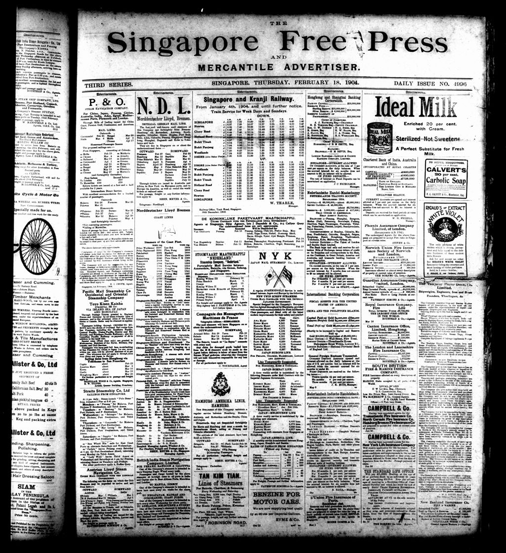 Miniature of Singapore Free Press and Mercantile Advertiser 18 February 1904