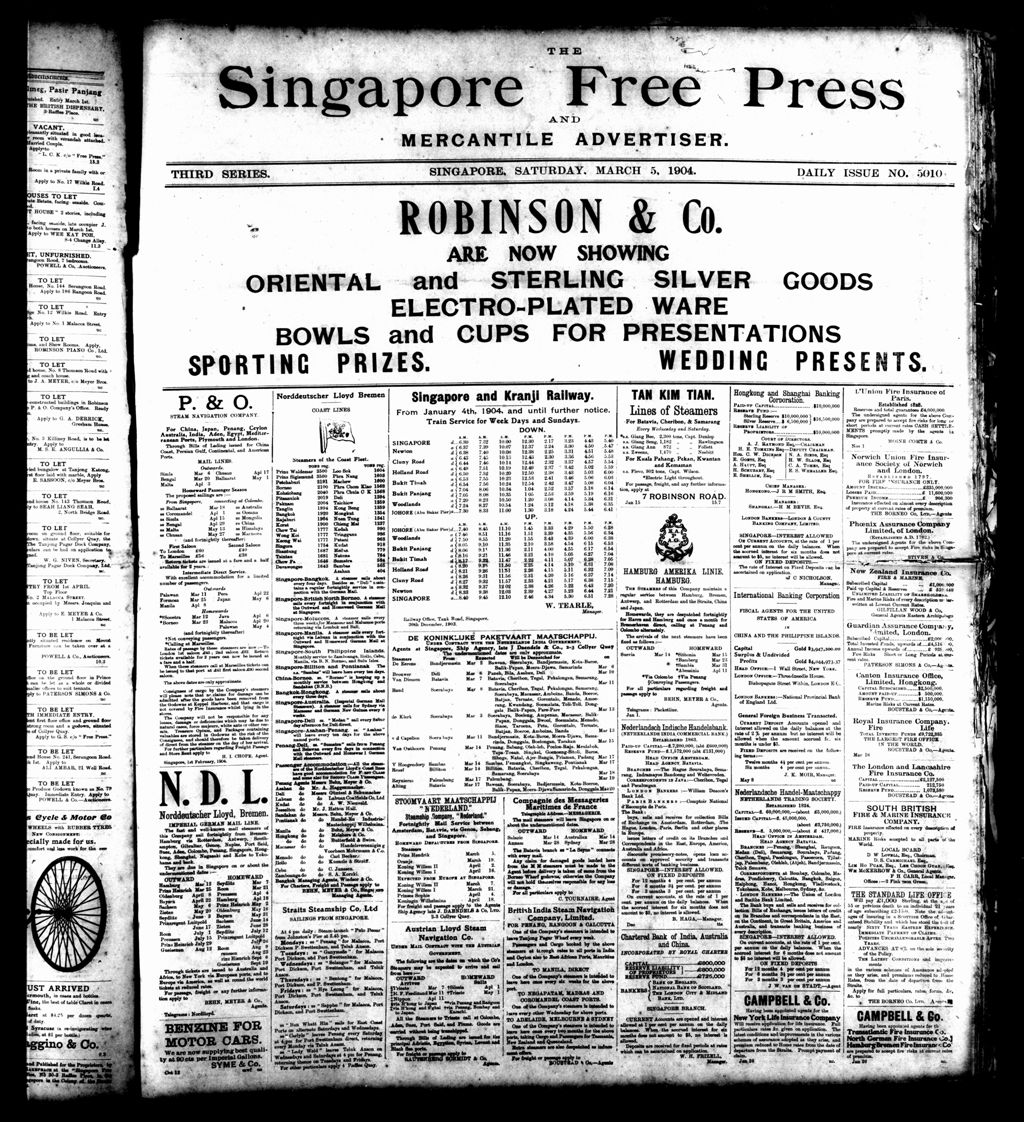 Miniature of Singapore Free Press and Mercantile Advertiser 05 March 1904