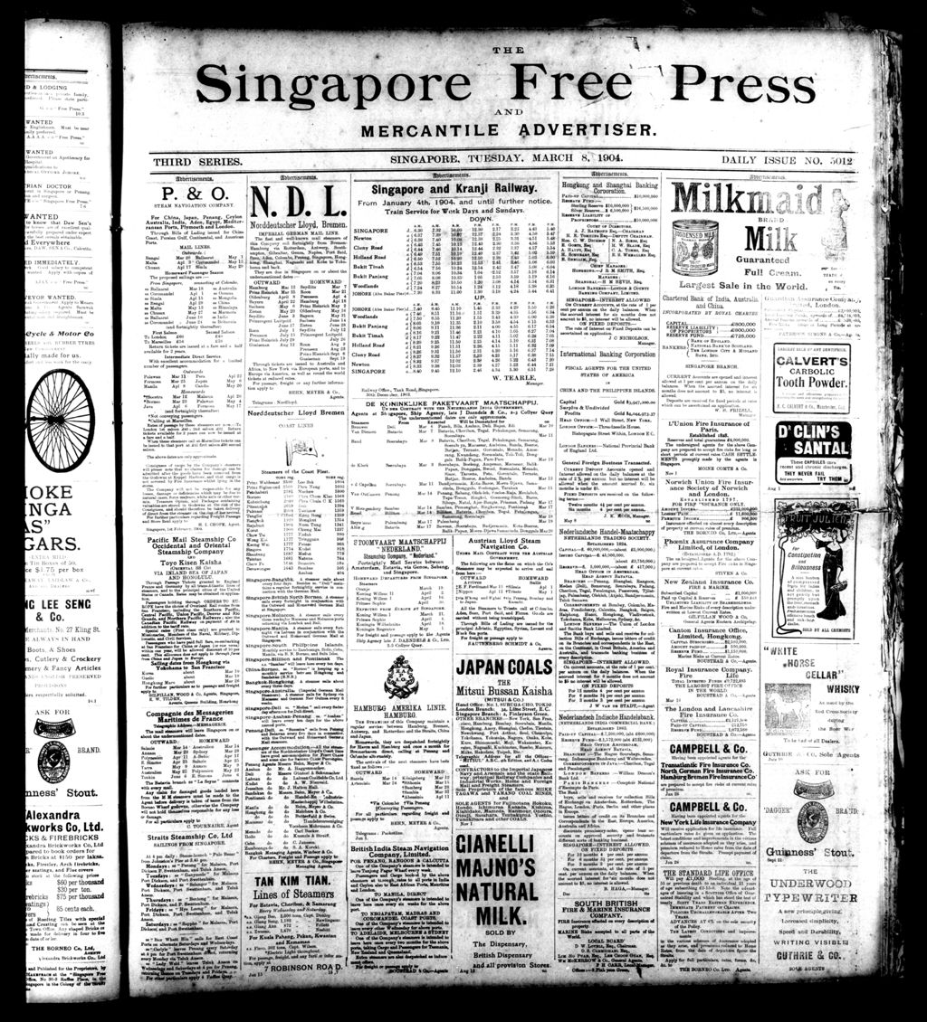 Miniature of Singapore Free Press and Mercantile Advertiser 08 March 1904