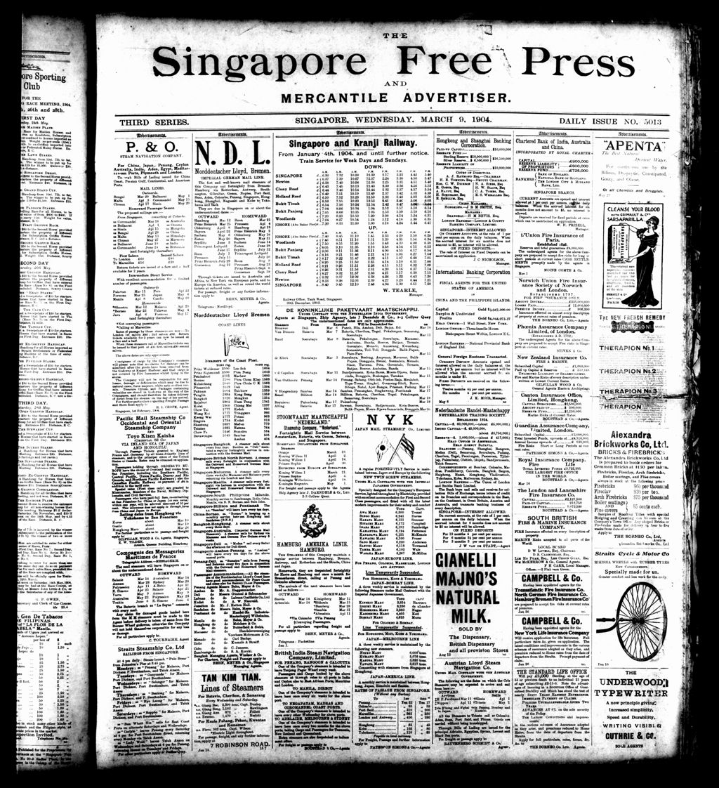 Miniature of Singapore Free Press and Mercantile Advertiser 09 March 1904