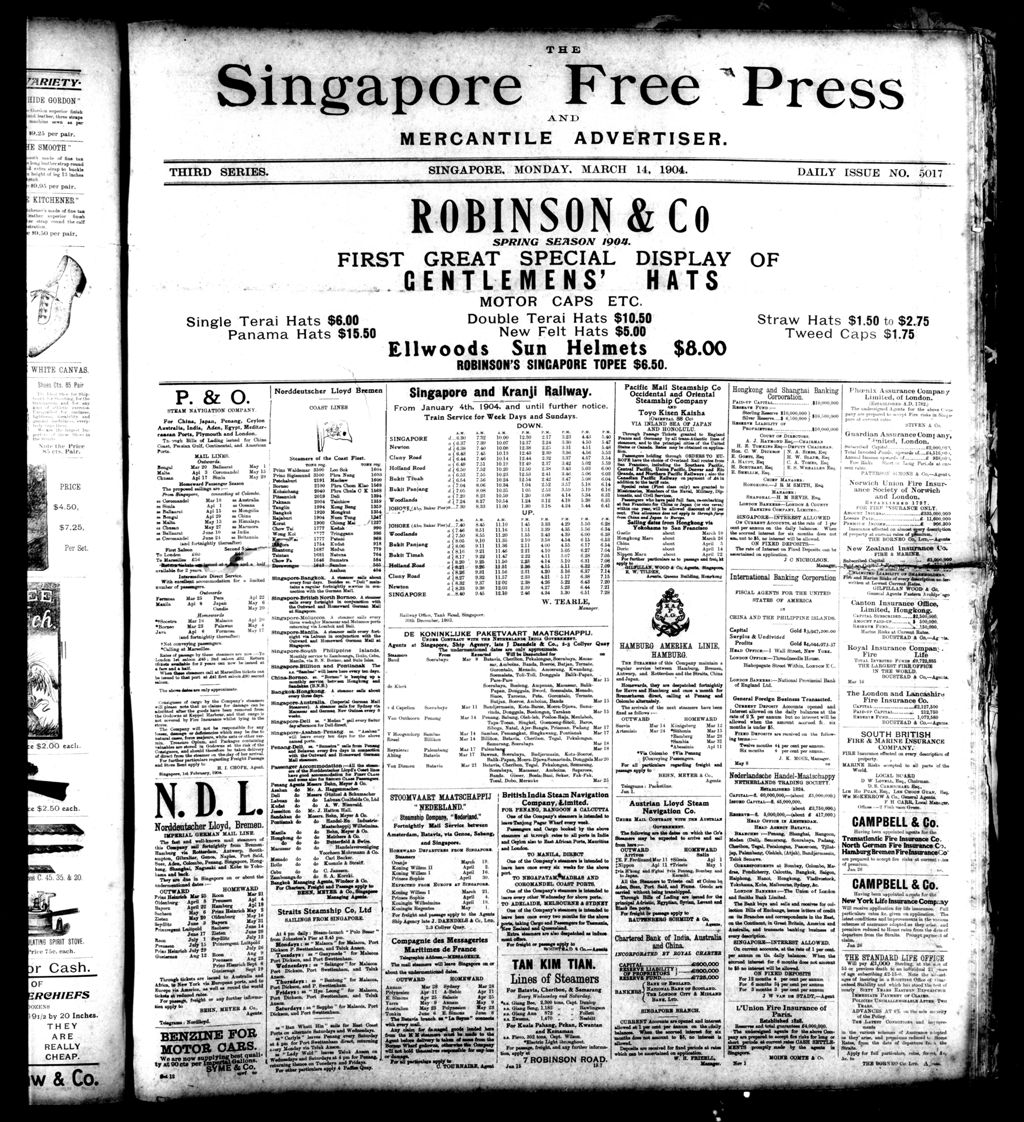 Miniature of Singapore Free Press and Mercantile Advertiser 14 March 1904