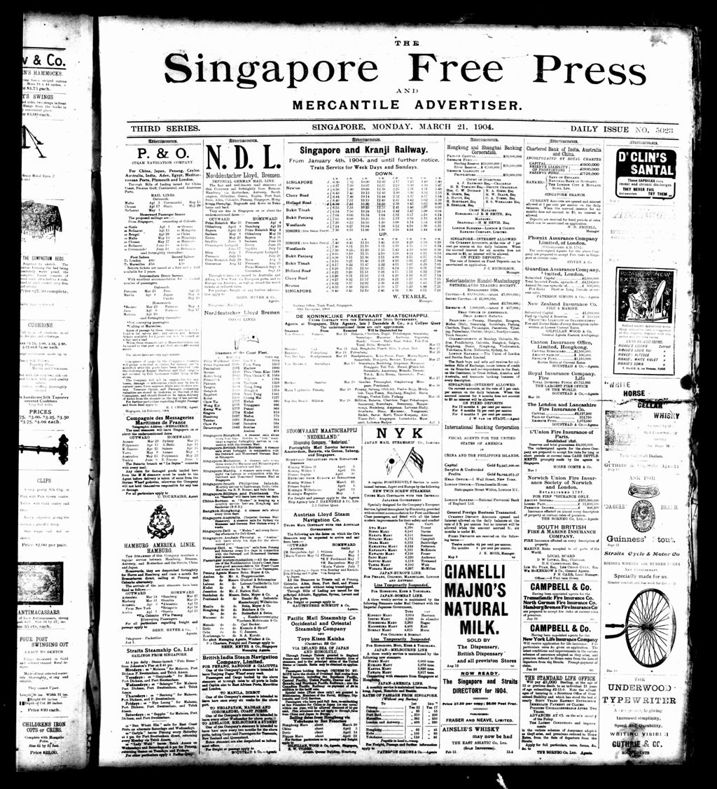 Miniature of Singapore Free Press and Mercantile Advertiser 21 March 1904