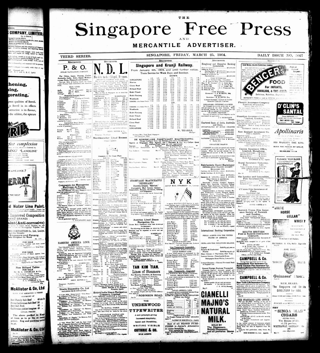 Miniature of Singapore Free Press and Mercantile Advertiser 25 March 1904