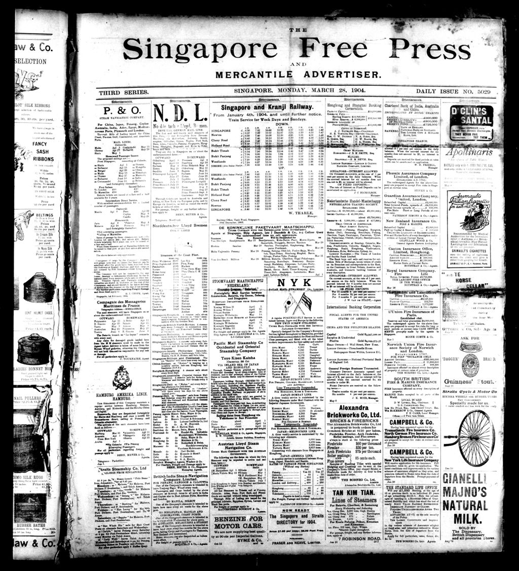 Miniature of Singapore Free Press and Mercantile Advertiser 28 March 1904