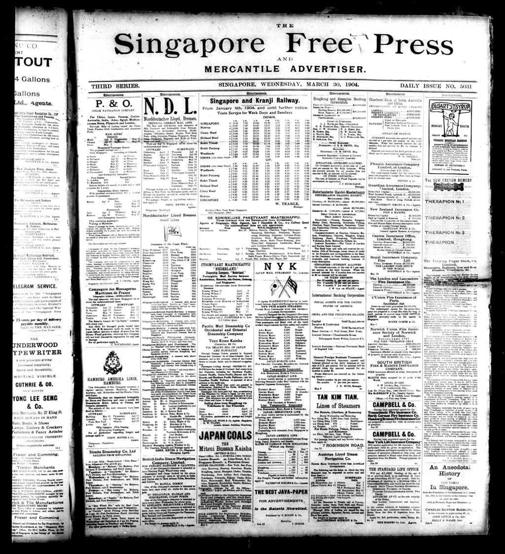 Miniature of Singapore Free Press and Mercantile Advertiser 30 March 1904