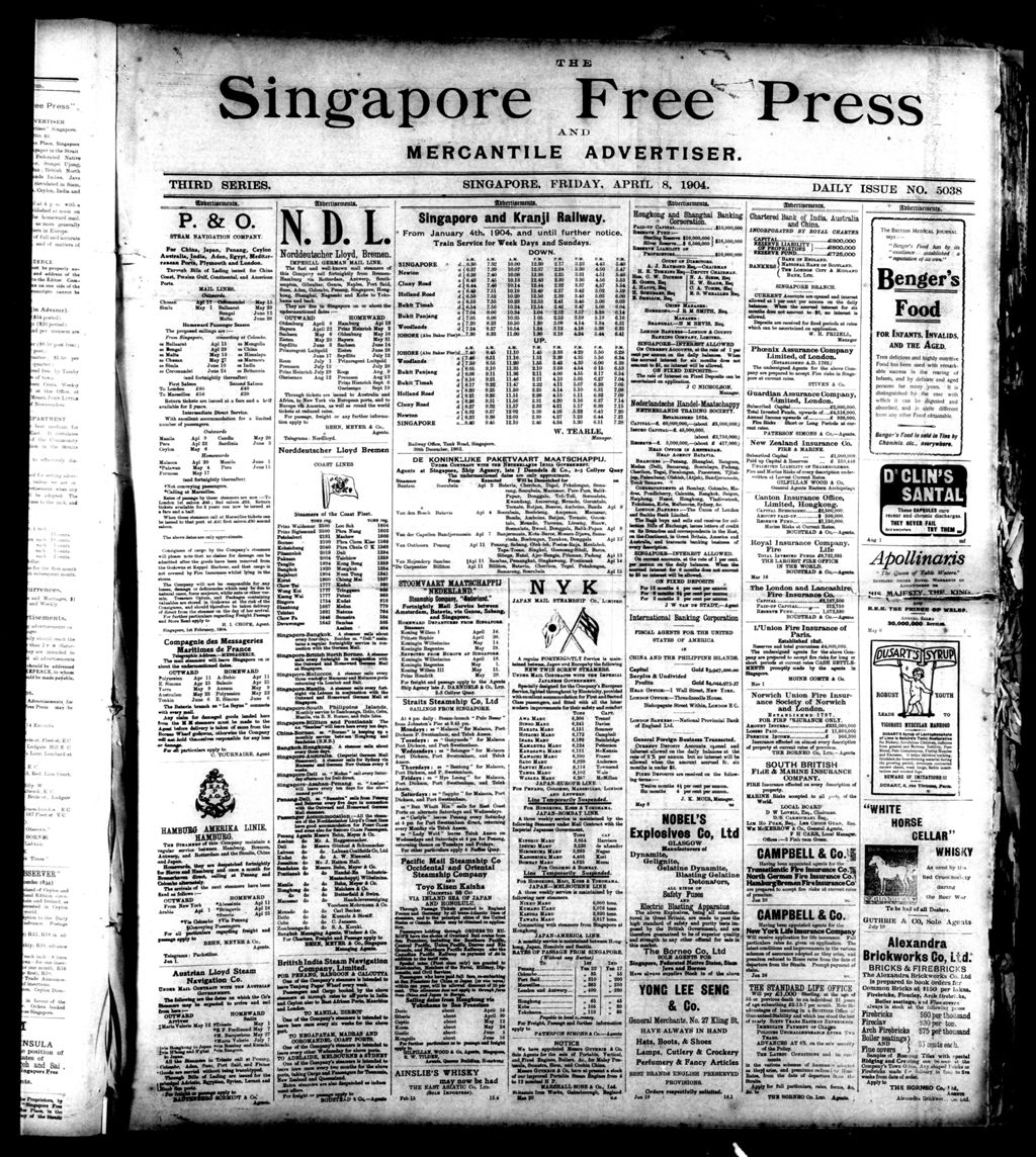 Miniature of Singapore Free Press and Mercantile Advertiser 08 April 1904